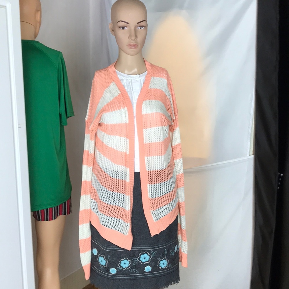 Body Central Orange Striped Cardigan Size XL